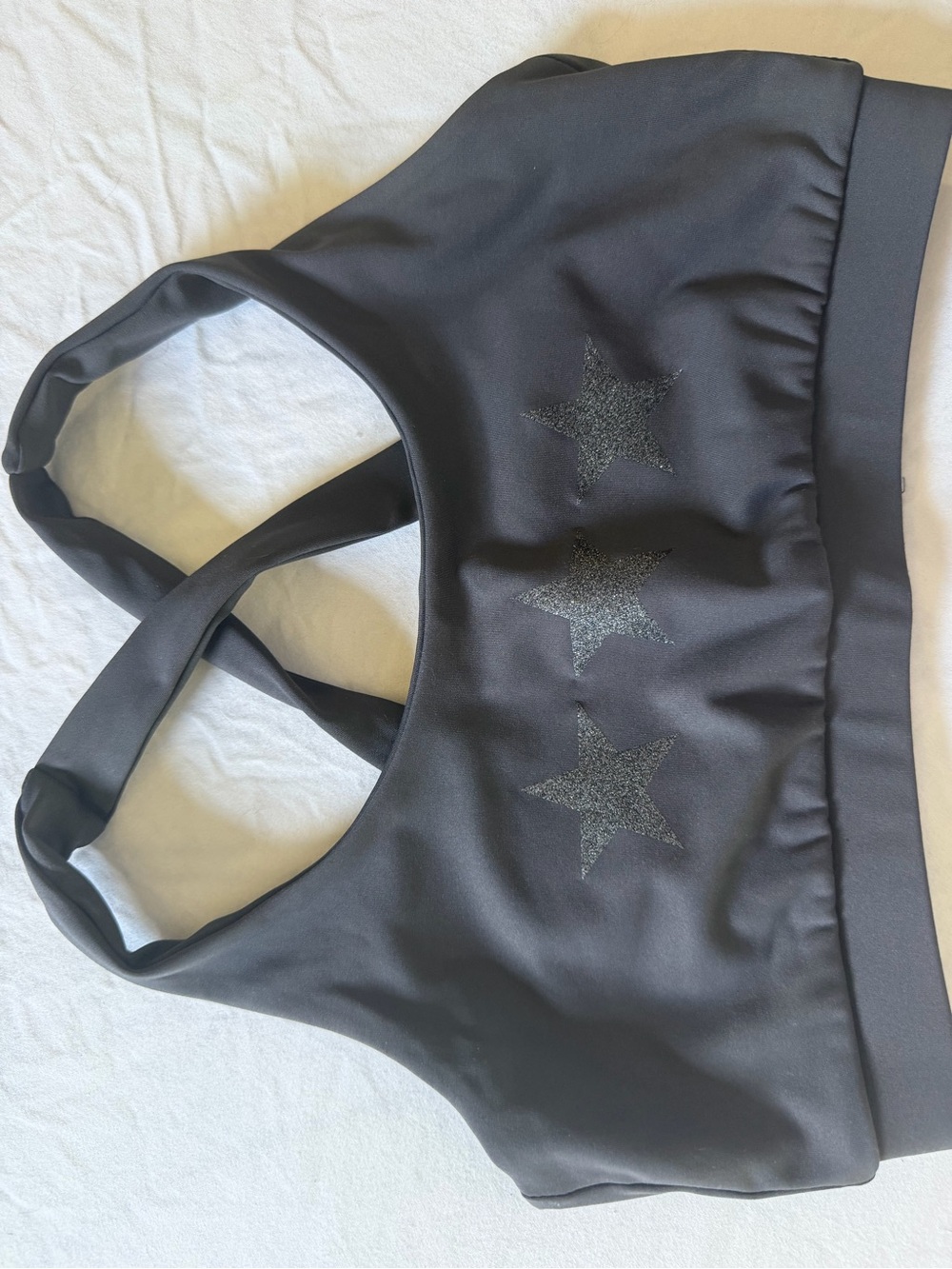 Black Sports Bra with Glitter Star Accents